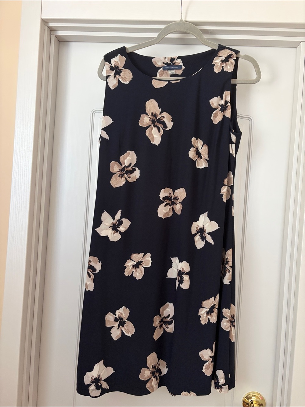 Tommy Hilfiger Navy Midi Dress with Beige Floral Print